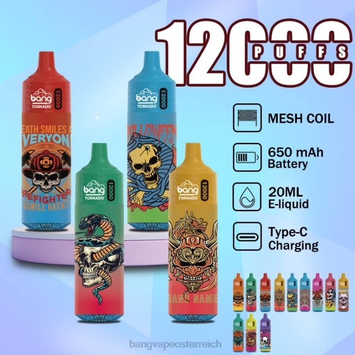 Bang Vape Tornado 12000 Züge mit LED und Mesh-Spule Einweg - Bang disposable vape review 200L4