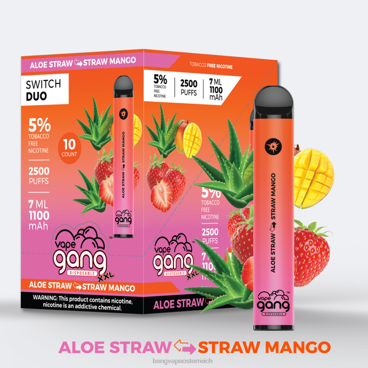 Vape Gang Switch Duo 2 Geschmacksrichtungen (10er-Packung) Aloe-Erdbeere - Erdbeer-Mango - Bang disposable vape flavors 200L38
