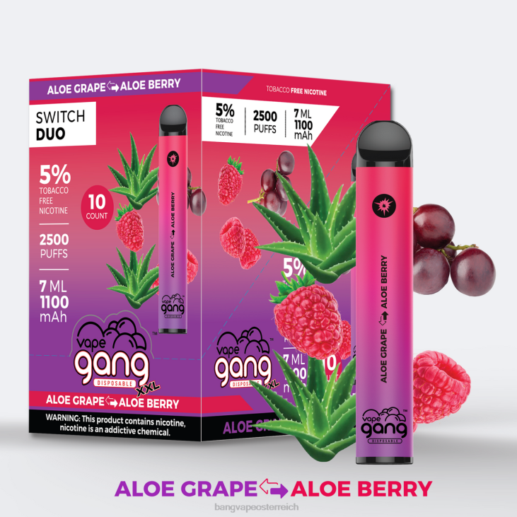 Vape Gang Switch Duo 2 Geschmacksrichtungen (10er-Packung) Aloe-Traube - Aloe-Beere - Bape Vape shop 200L39