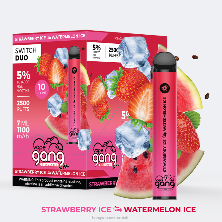 Vape Gang Switch Duo 2 Geschmacksrichtungen (10er-Packung) Erdbeereis – Wassermeloneneis - Vape Gang flavors 200L47