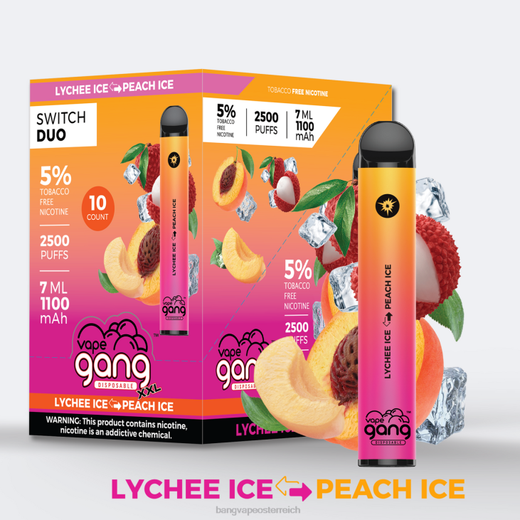 Vape Gang Switch Duo 2 Geschmacksrichtungen (10er-Packung) Litschi-Eis – Pfirsicheis - Bape Vape Österreich 200L42
