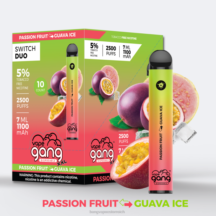 Vape Gang Switch Duo 2 Geschmacksrichtungen (10er-Packung) Passionsfrucht - Guaveneis - Bang disposable vape review 200L44