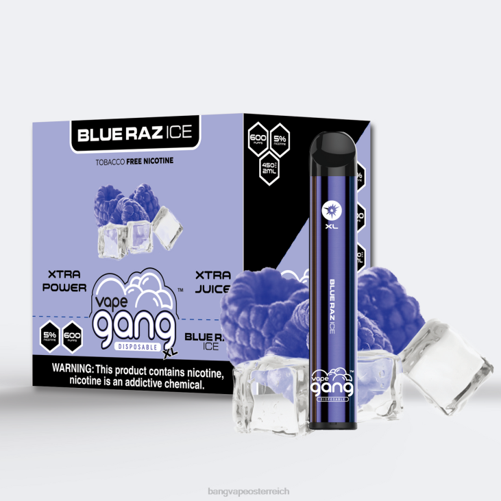 Vape Gang XL Einweg-Vaporizer 600 Züge (10er-Packung) blaues Raz-Eis - Bape Vape shop 200L61